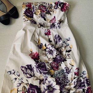 White House & Black Market Strapless Floral Dress